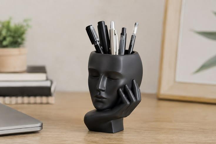 Pensive Face Pen Holder